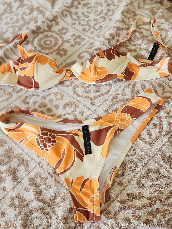 Other - Out From Under Floral Orange & Brown Two-Piece Bikini Set